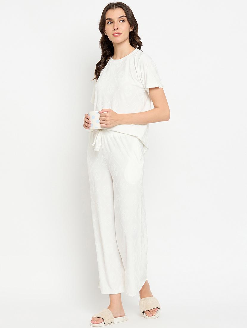 women solid pyjama nightwear set - 21305033 - Standard Image - 4