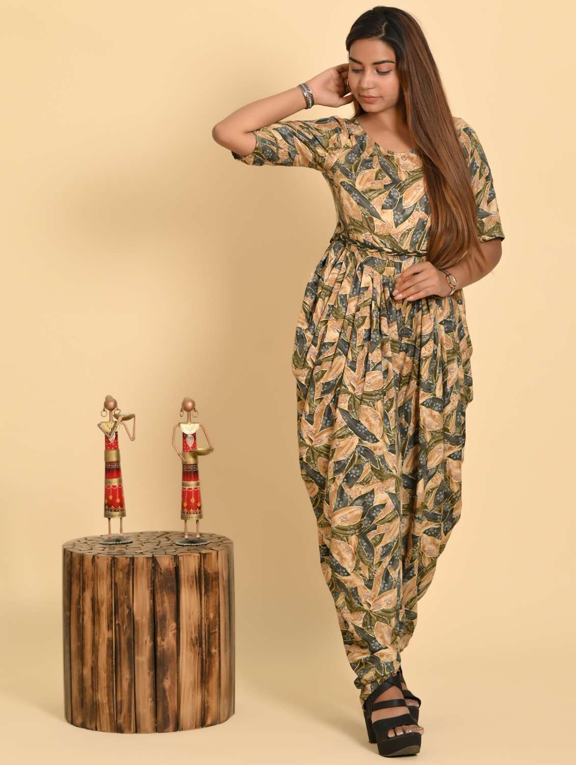women printed full leg jumpsuit