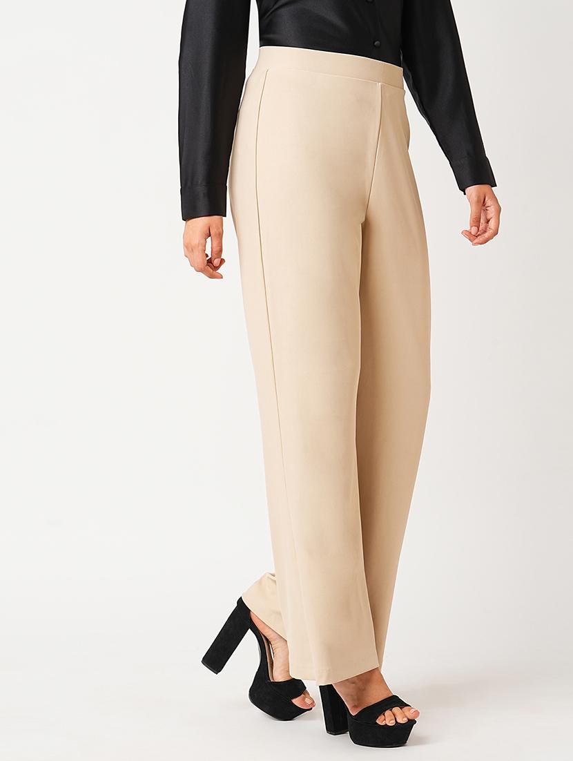 globus women beige stretchable mid-rise wide flared fit treggings - 21305208 - Standard Image - 1