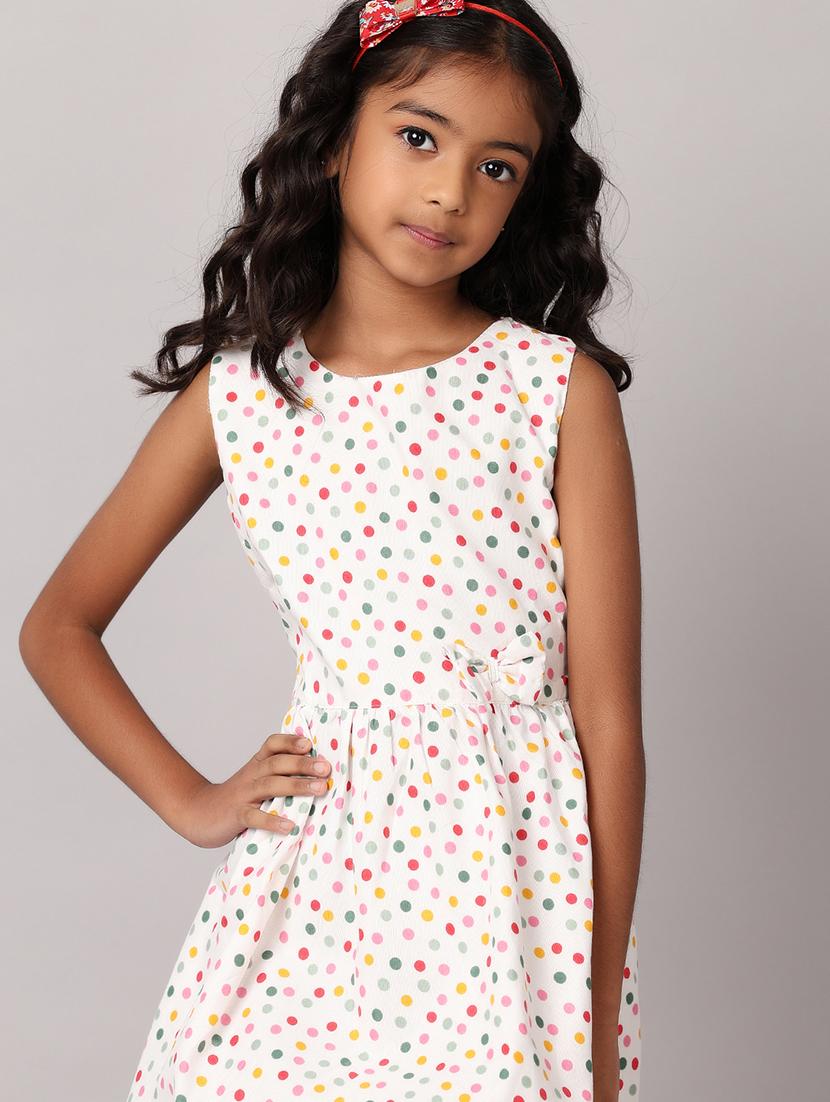 hirlswhite polka dot round neck frock - 21305569 - Standard Image - 4