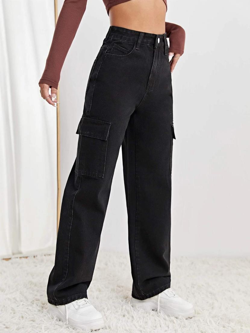 womn solid high rise wide leg jean - 21305779 - Standard Image - 1