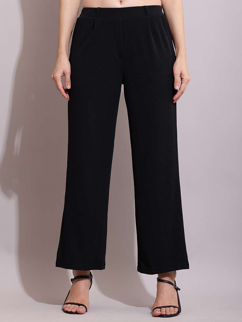 women solid mid rise tailored trouser