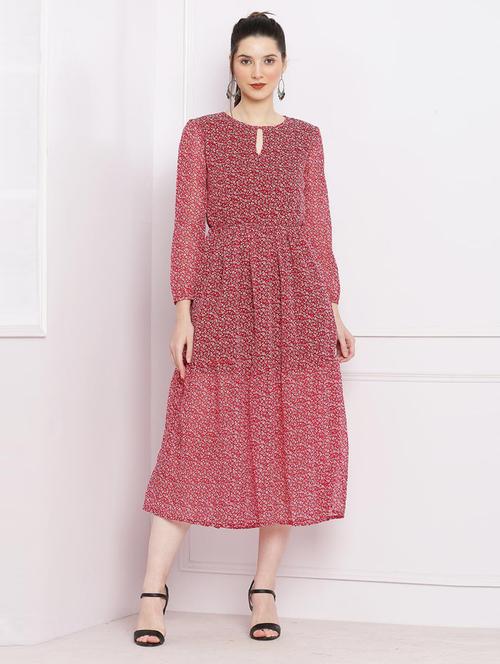 women red georgette a-line dress - 21305819 -  Standard Image - 0
