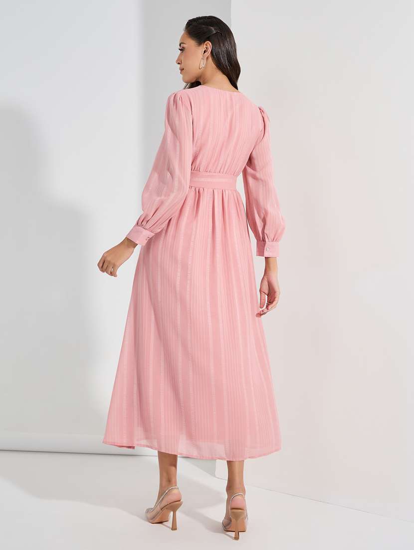pink polyester aline dress - 21307635 -  Standard Image - 1