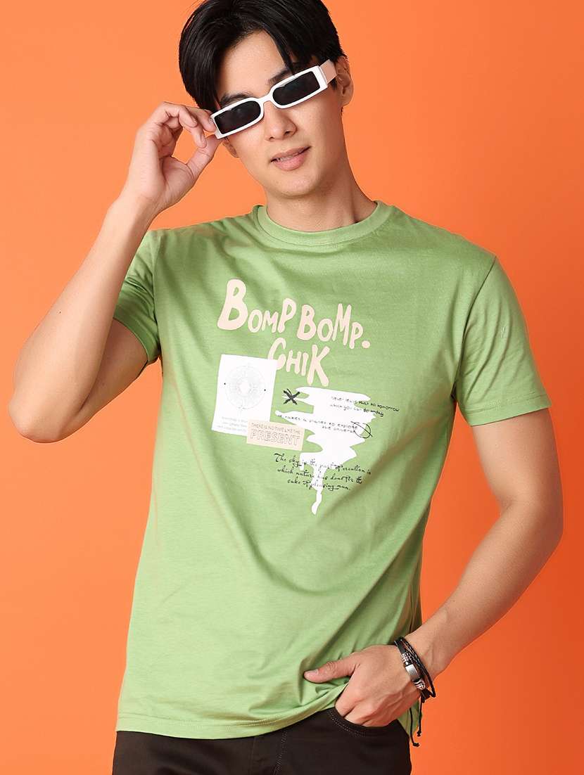 women green cotton front print t-shirt - 21307766 -  Standard Image - 1