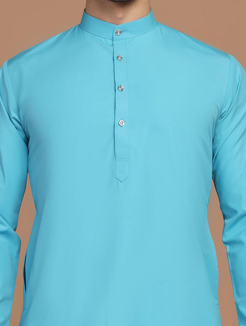 men mandarin neck solid long kurta - 21307958 - Standard Image - 4