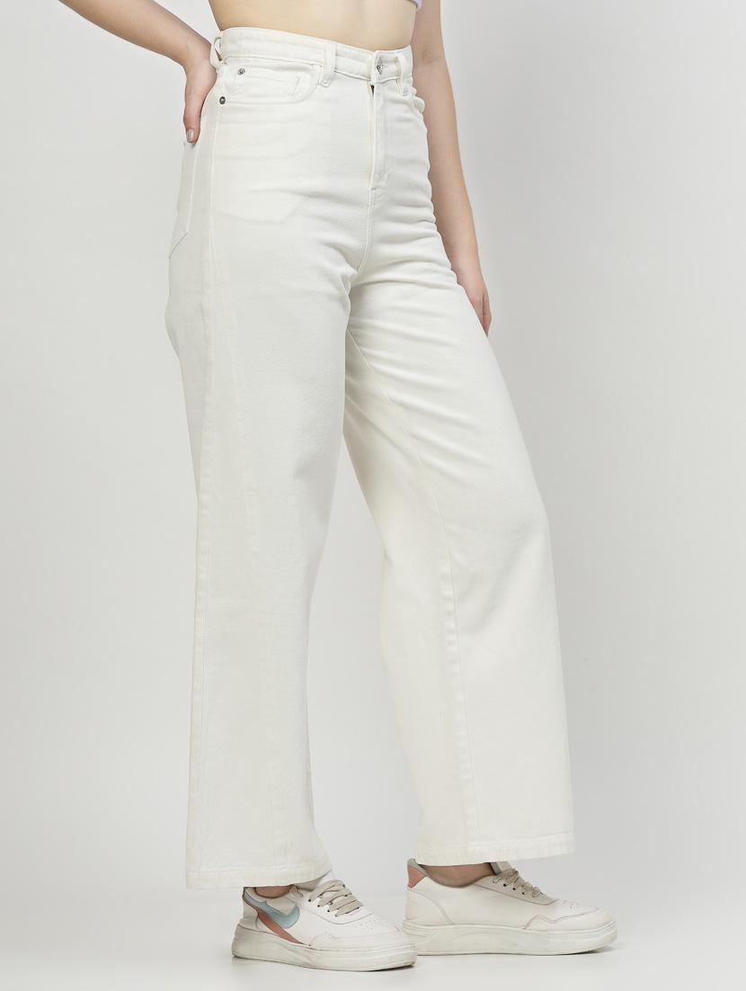 women solid high rise wide leg jean - 21307988 - Standard Image - 1