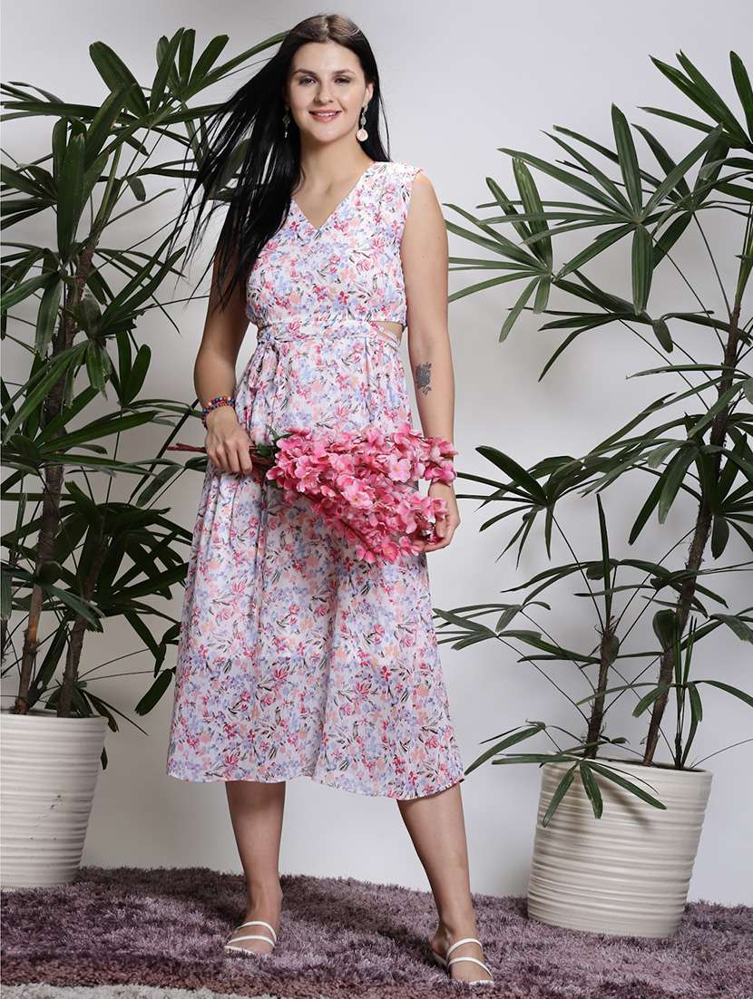 women white polyester fit & flare dress - 21308001 -  Standard Image - 4