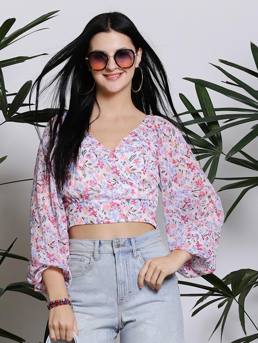 women white polyester wrap top - 21308018 - Standard Image - 1