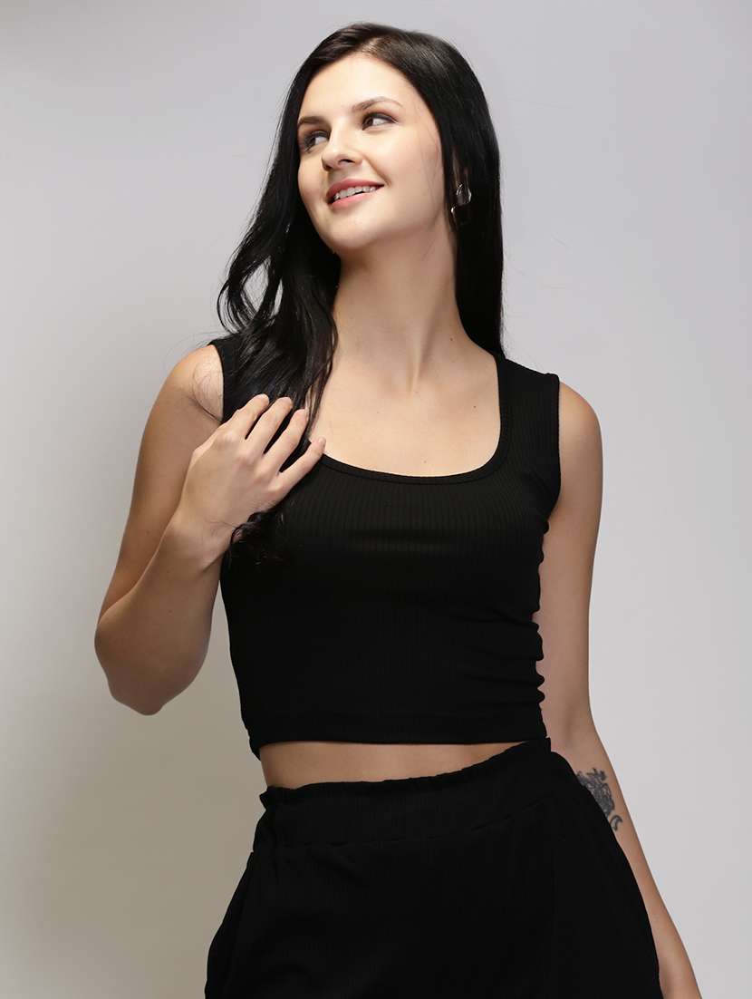 women pack of 2 solid sleeveless crop top - 21308021 -  Standard Image - 1