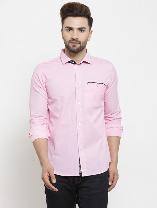 pink cotton blend casual shirt - 21308070 - Standard Image - 0