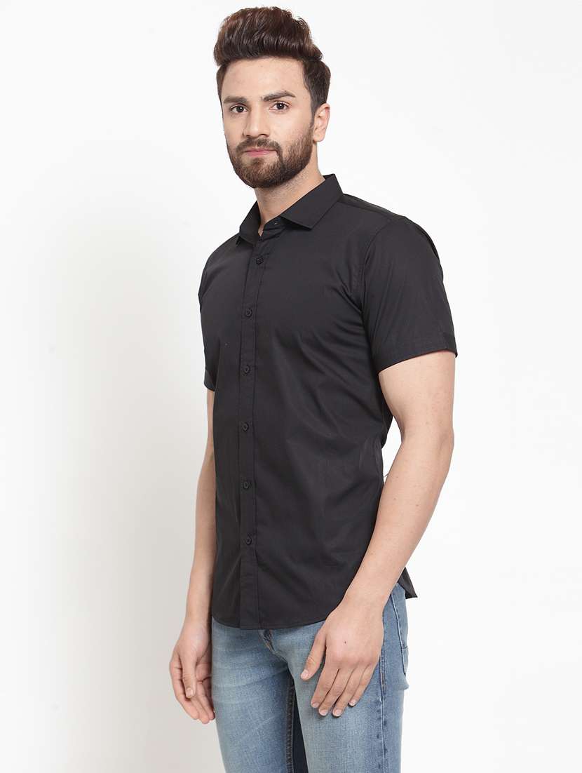 black cotton casual shirt - 21308094 -  Standard Image - 1