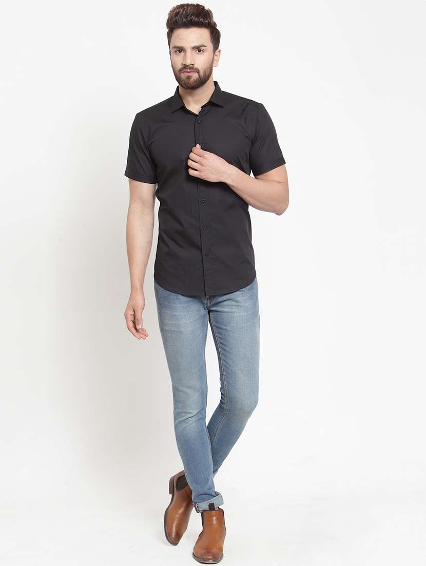 black cotton casual shirt - 21308094 - Standard Image - 4