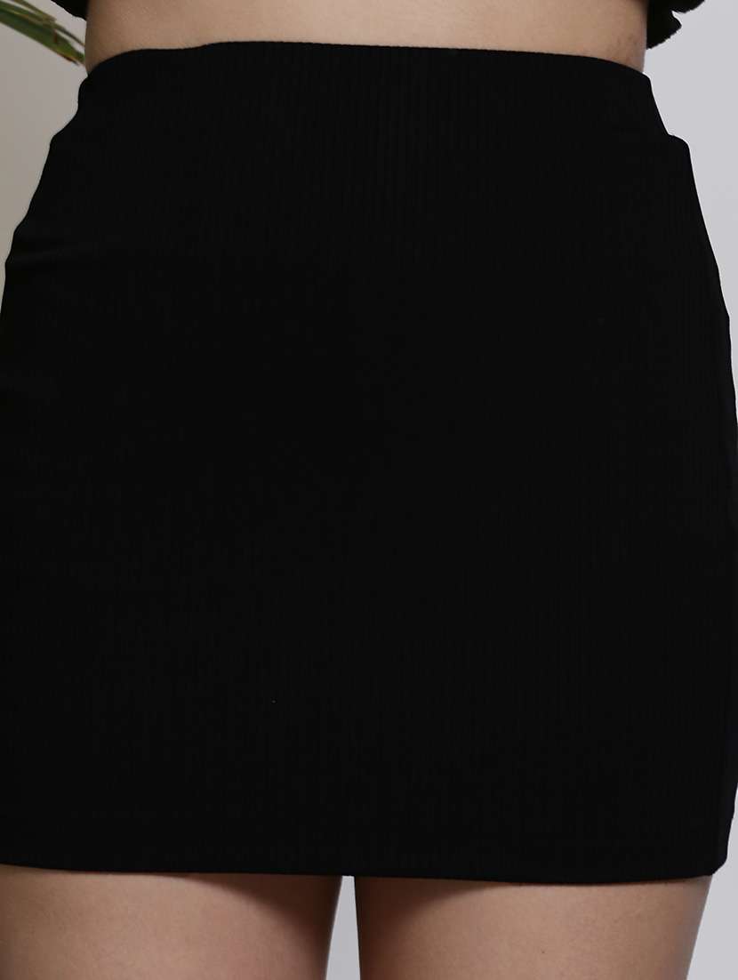 Women Black Polyester Pencil Skirt - 21308100 -  Standard Image - 4