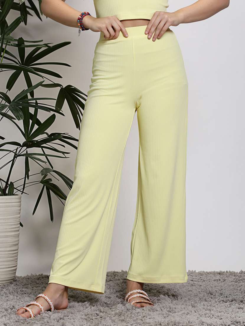 women yellow polyester palazzo - 21308115 -  Standard Image - 1