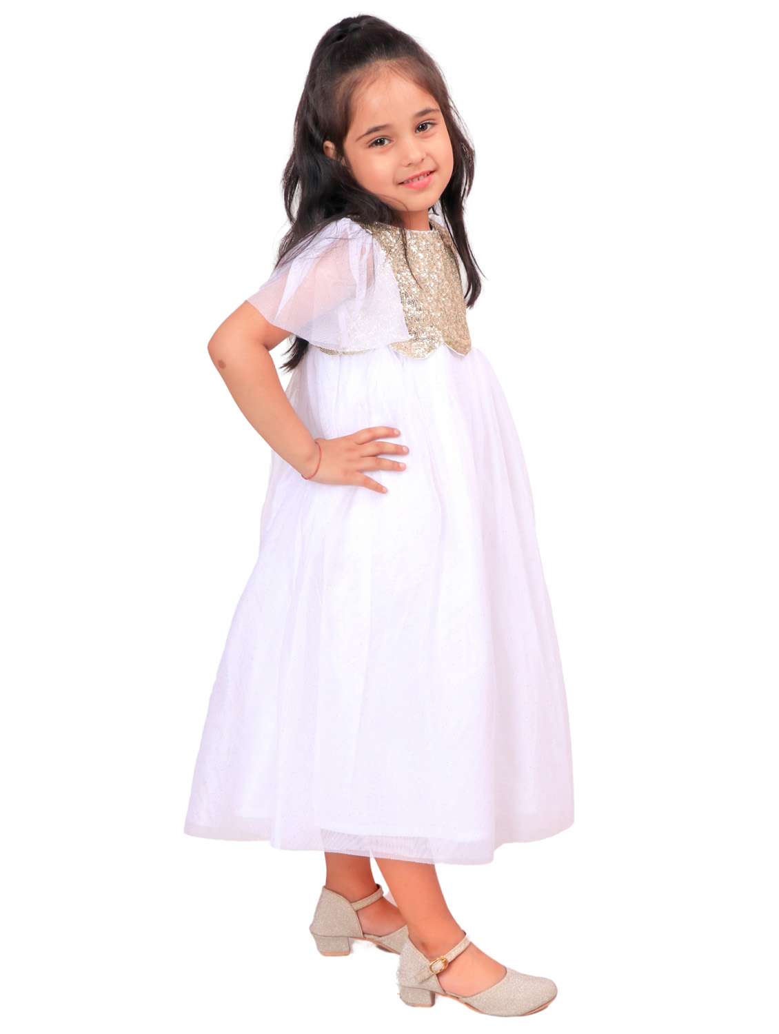 white polyester frock - 21308257 - Standard Image - 1