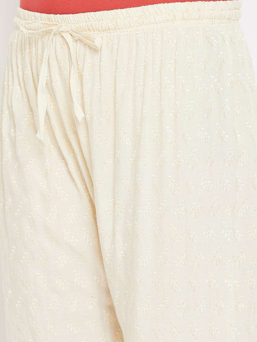 women off white rayon palazzo - 21308258 - Standard Image - 4