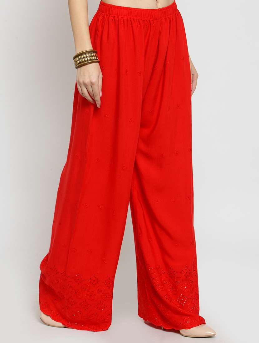 women red rayon palazzo - 21308261 -  Standard Image - 1