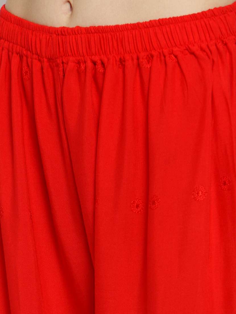 women red rayon palazzo - 21308261 -  Standard Image - 4