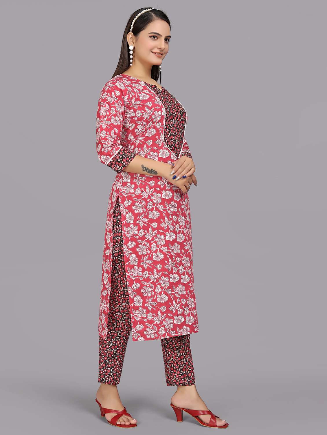 women red kurta pant set - 21308370 -  Standard Image - 1