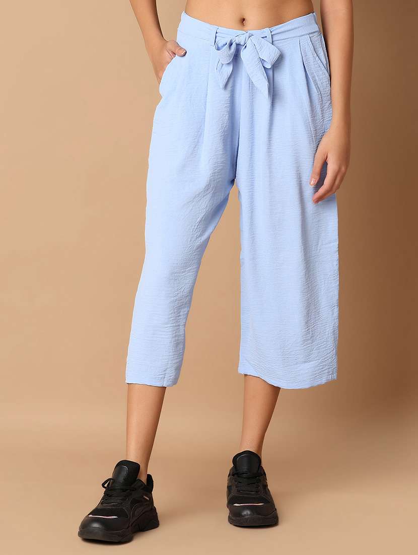 light blue cotton capri 
