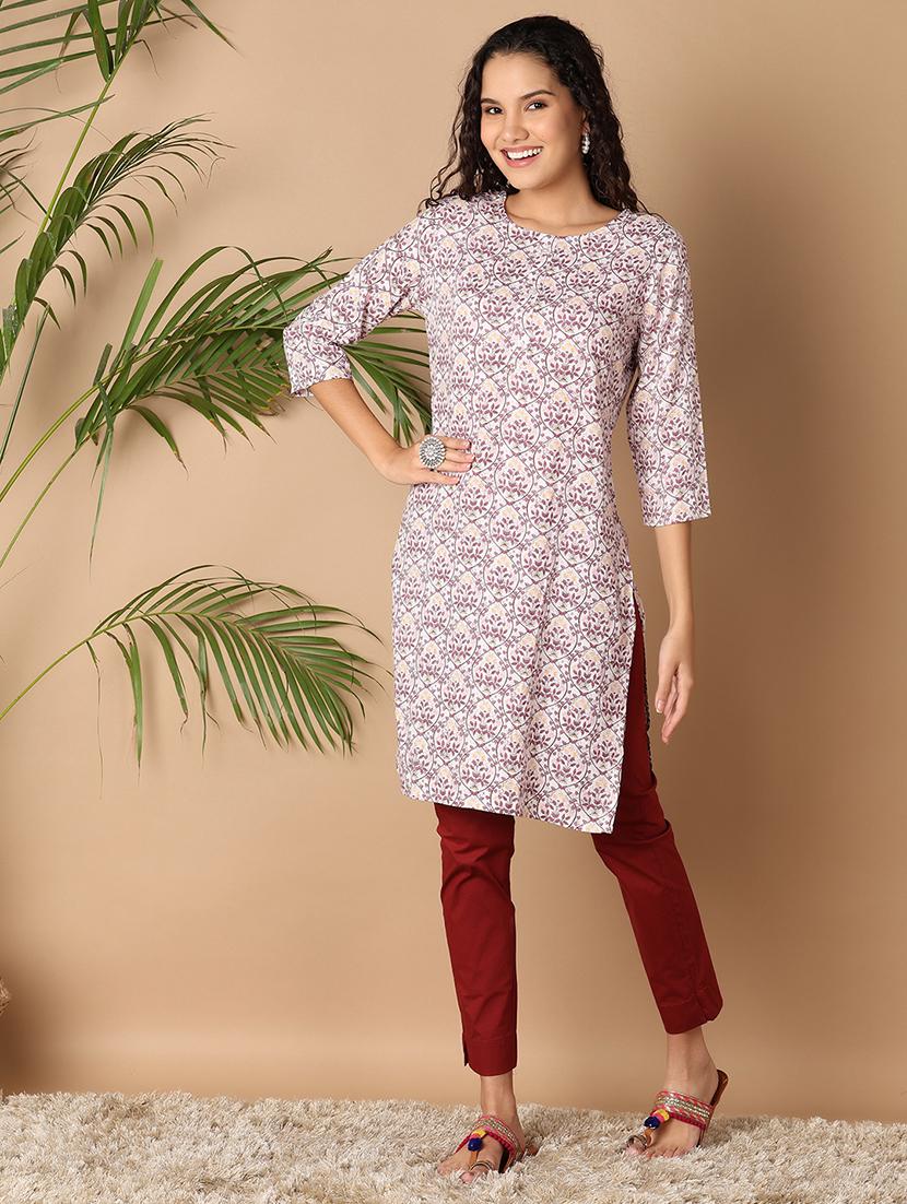 women maroon cotton tailored pants - 21308420 - Standard Image - 4