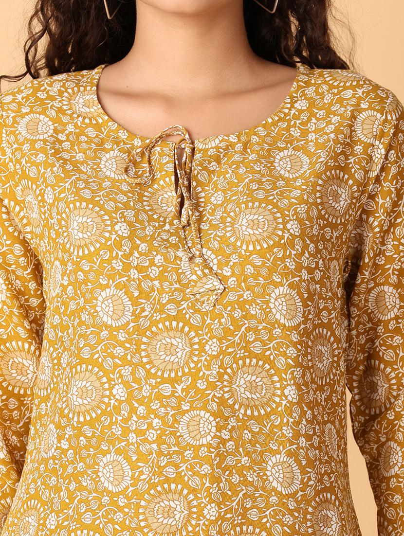 women floral tie-up neck kurta palazzo set - 21308437 - Standard Image - 4