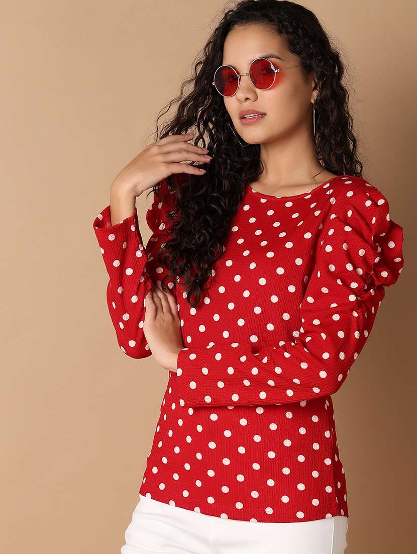 women red cotton regular top - 21308446 - Standard Image - 1