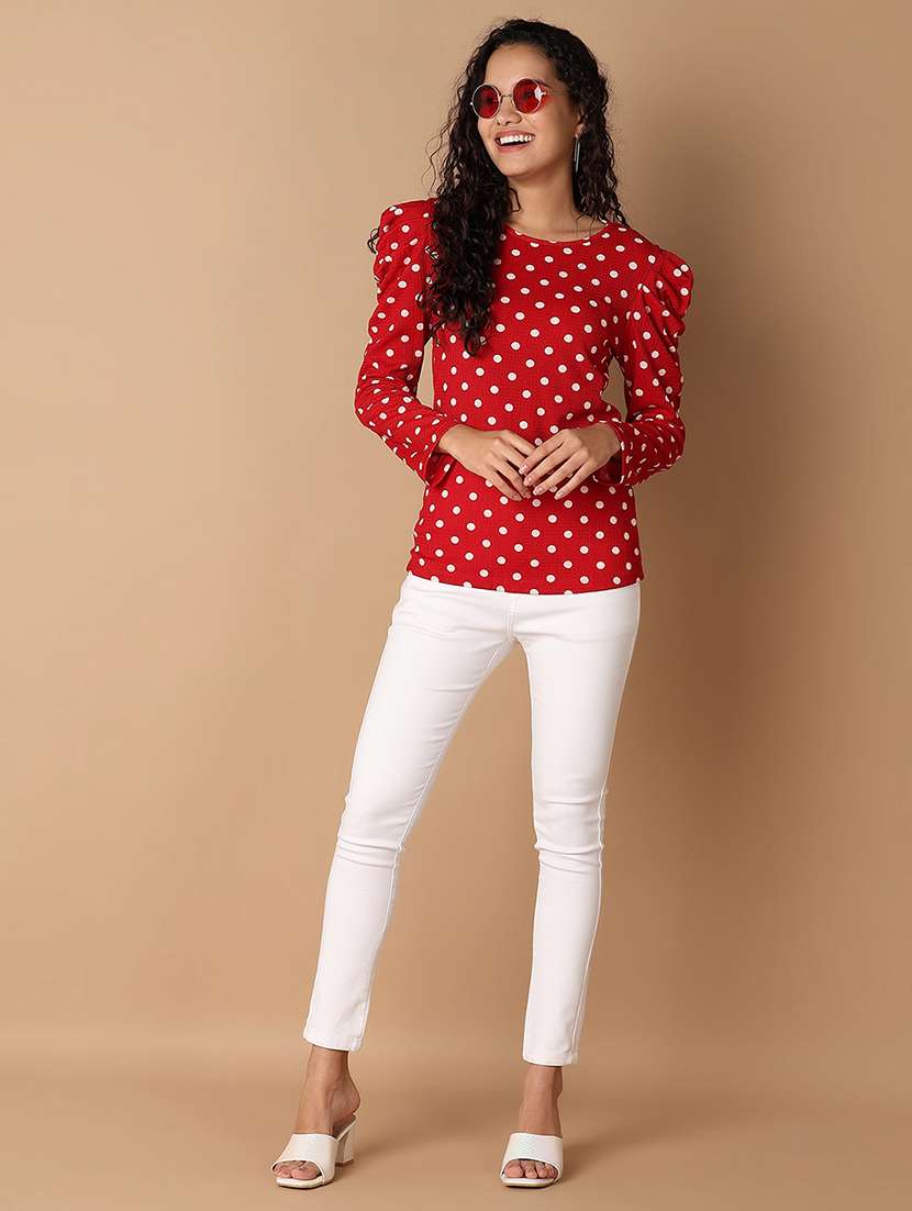 women red cotton regular top - 21308446 - Standard Image - 4