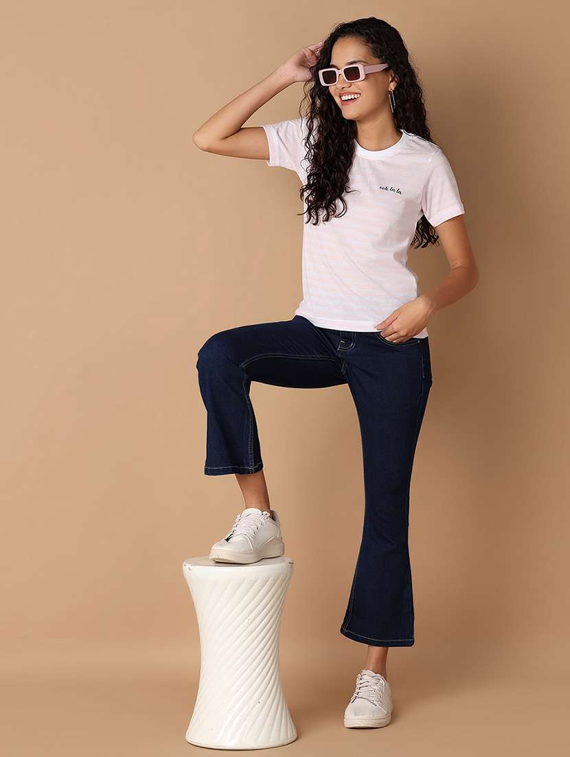 women round neck stripes regular t-shirt - 21308498 -  Standard Image - 4