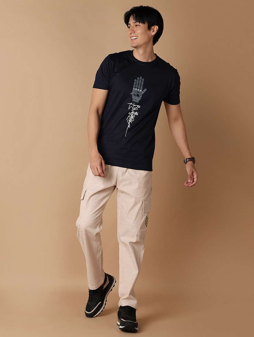 beige solid cargos casual trouser - 21308529 -  Standard Image - 4