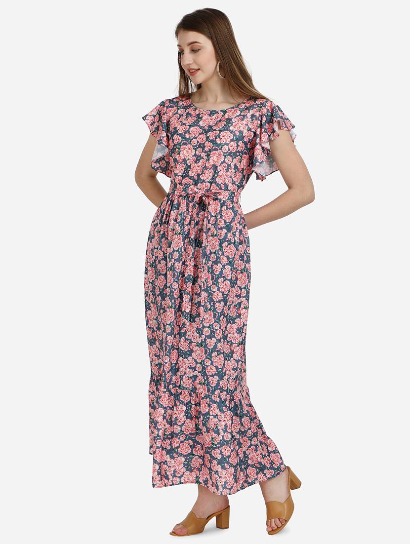 grey crepe fit & flare dress - 21308656 - Standard Image - 1