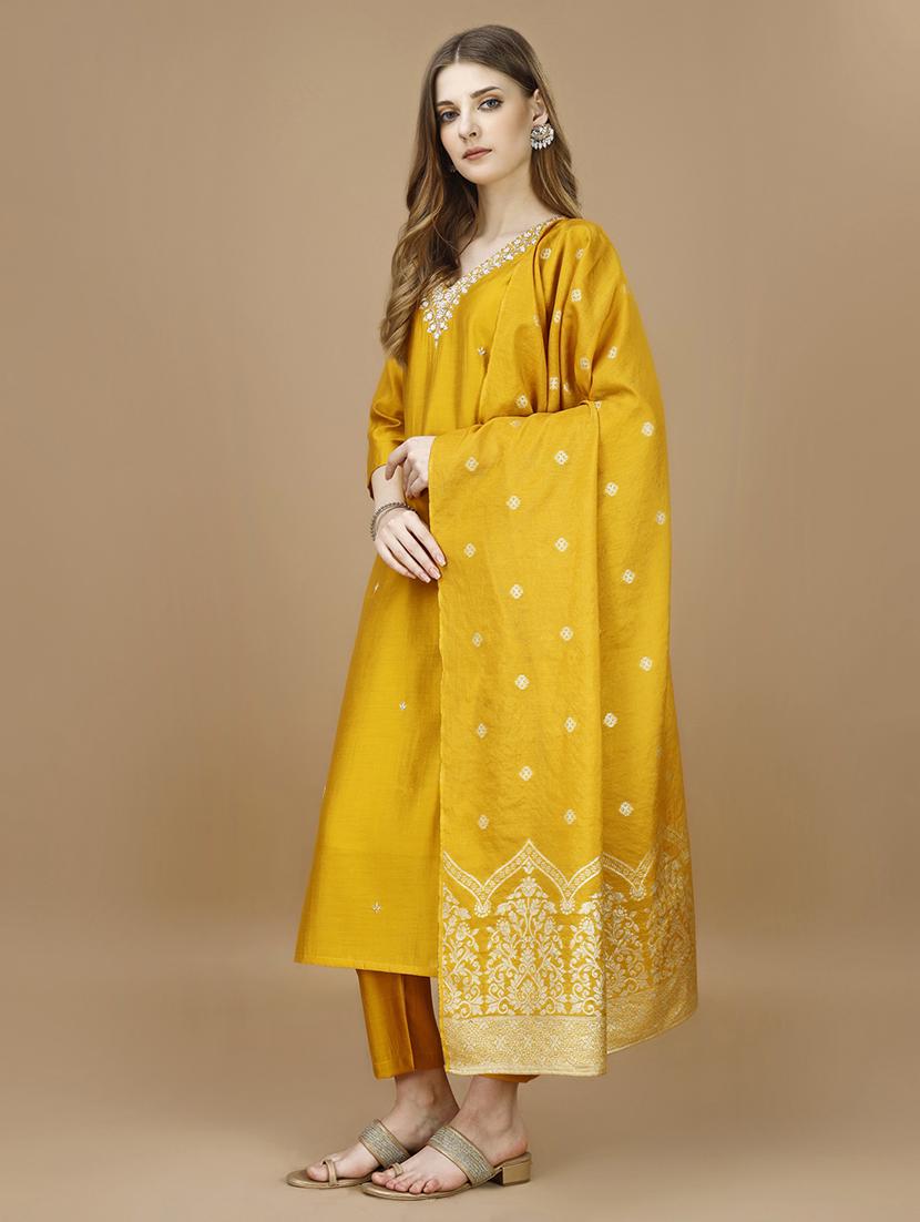 women mustard kurta dupatta set - 21308779 - Standard Image - 1