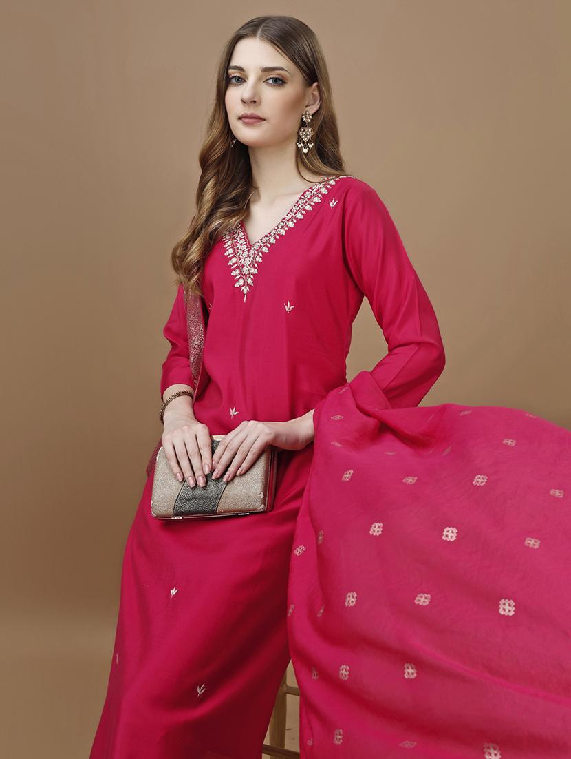 women pink kurta dupatta set - 21308780 - Standard Image - 4