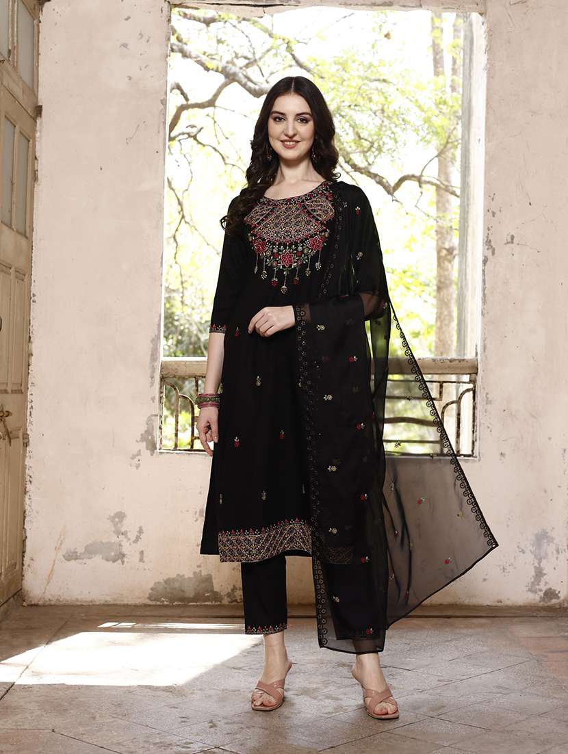 black viscose kurta pant  set
