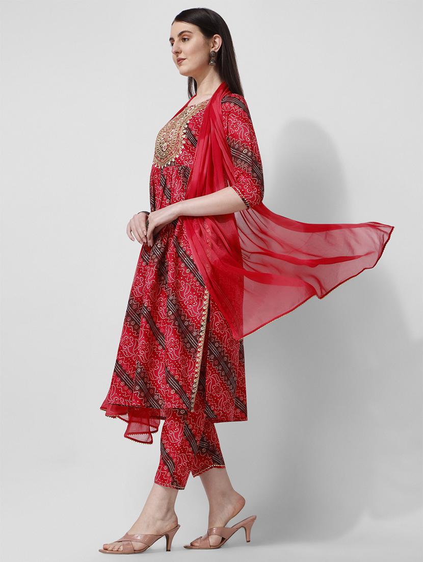 women red kurta dupatta set - 21308872 - Standard Image - 1