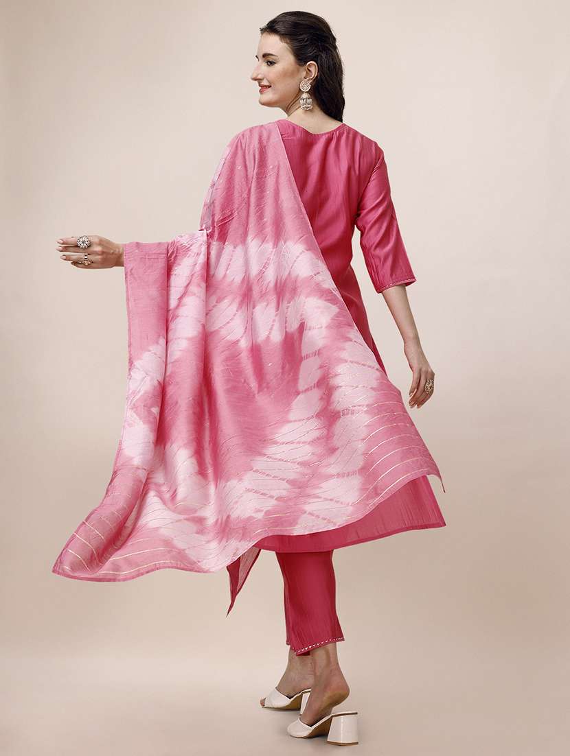 women pink kurta dupatta set - 21308905 -  Standard Image - 1
