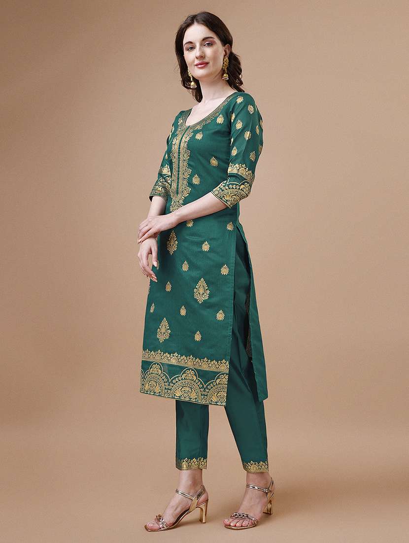women teal kurta dupatta set - 21308927 -  Standard Image - 1