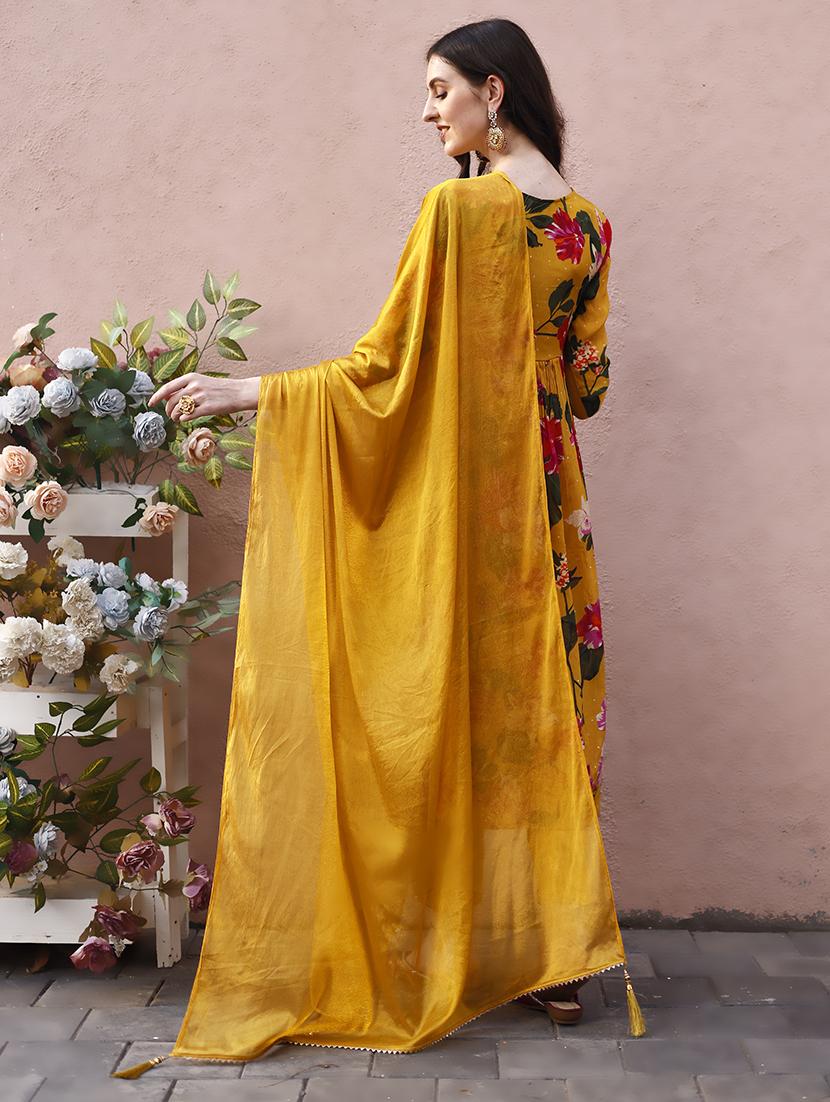 yellow silk kurta dupatta  set - 21308948 -  Standard Image - 1