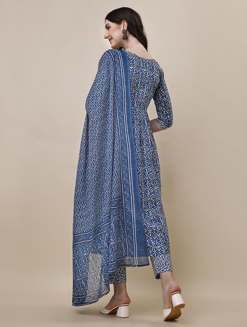 blue cotton kurta dupatta set - 21308964 - Standard Image - 1