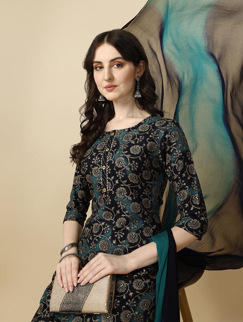 women navy blue kurta dupatta set - 21308978 - Standard Image - 4