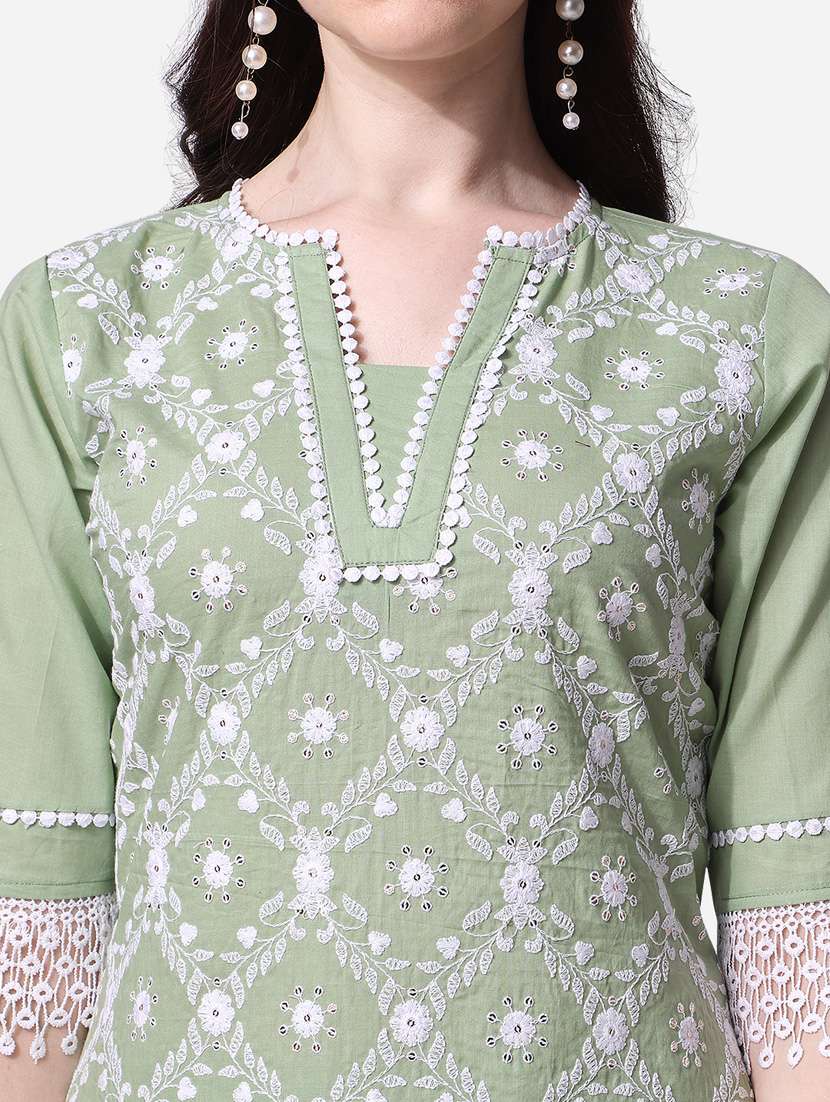 women green kurta dupatta set - 21309048 -  Standard Image - 4