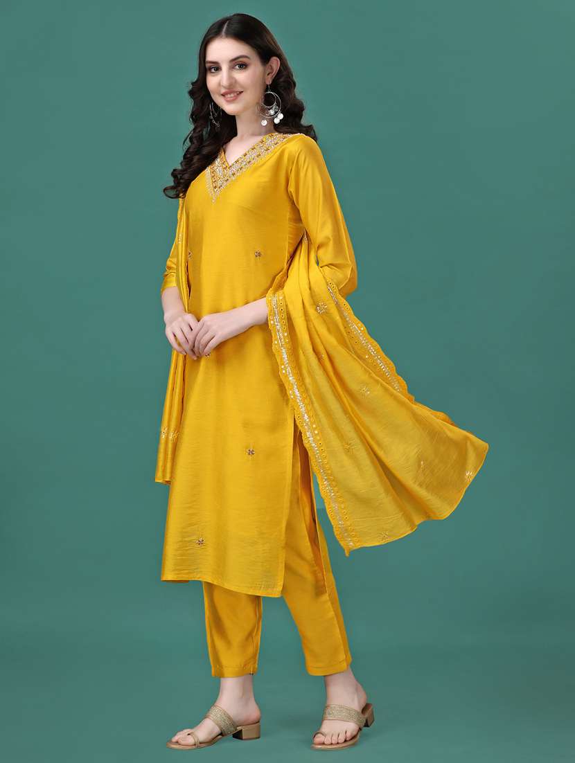 women yellow kurta dupatta set - 21309222 -  Standard Image - 1