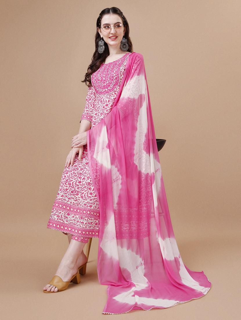 women three quarter sleeve kurta pant with dupatta set - 21309240 - Standard Image - 1