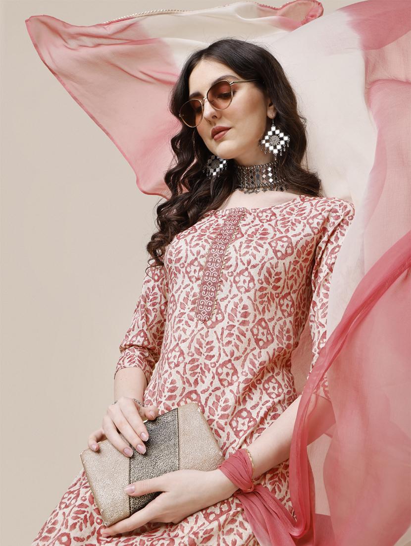 rust rayon kurta dupatta set - 21309255 - Standard Image - 4