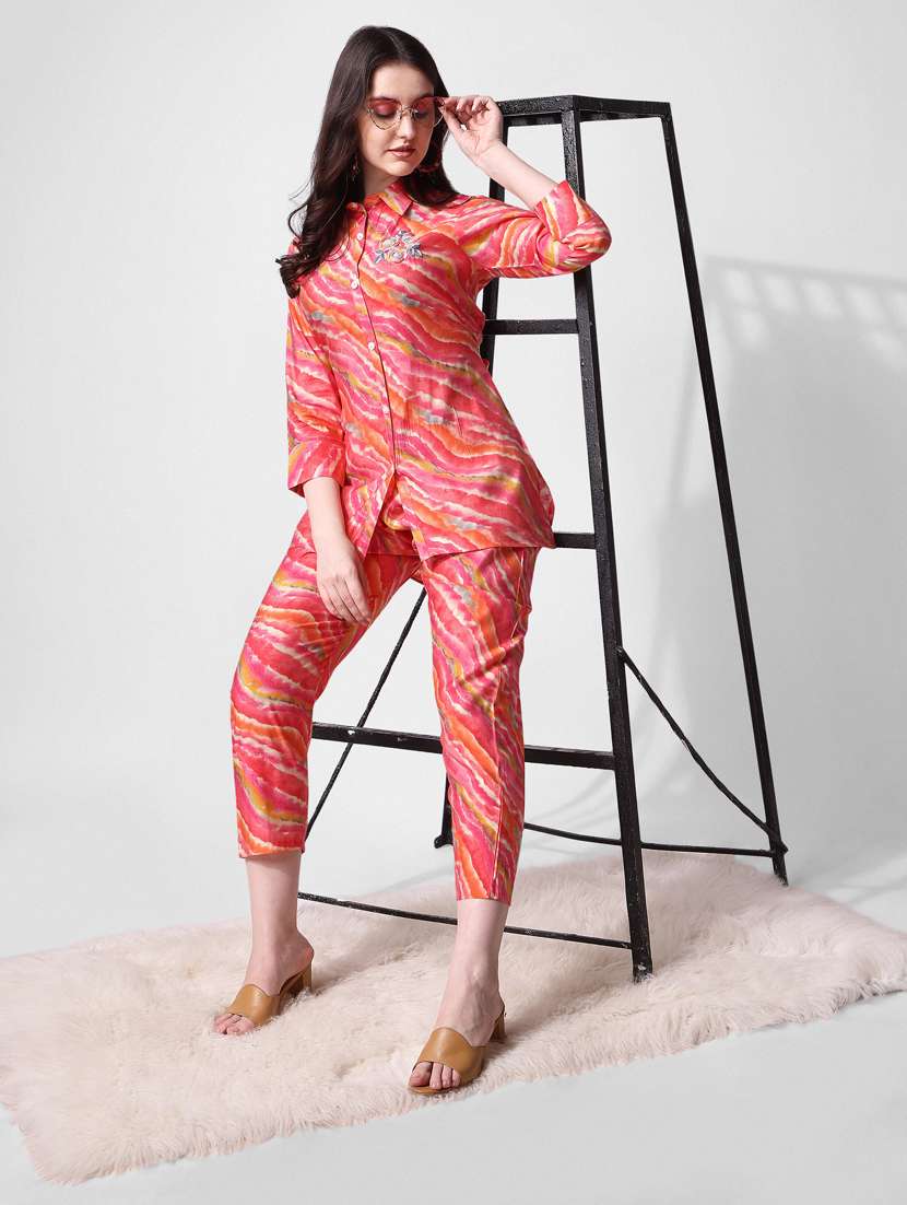 women printed shirt and trouser co-ord set - 21309262 -  Standard Image - 1