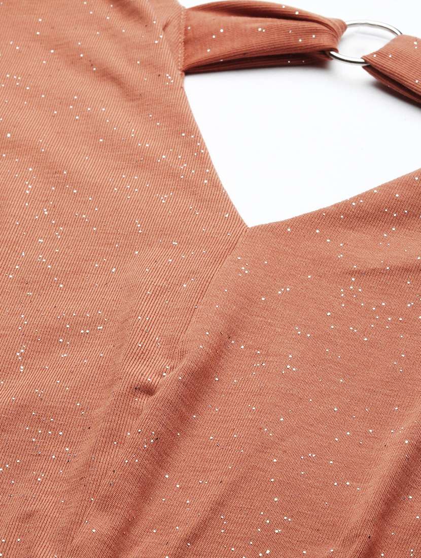 women brown crepe plus top - 21309331 -  Standard Image - 6