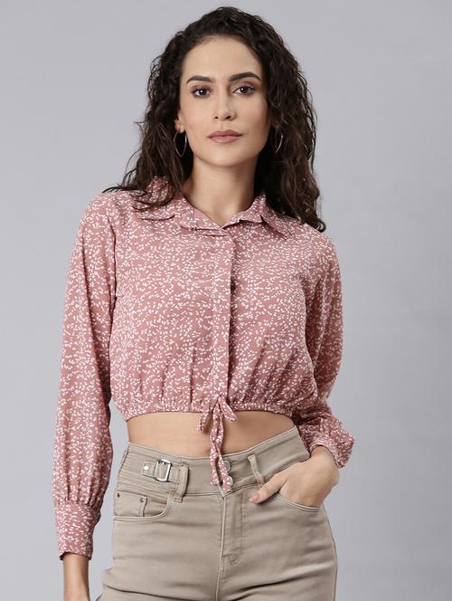 women pink georgette blouson top - 21310348 - Standard Image - 0