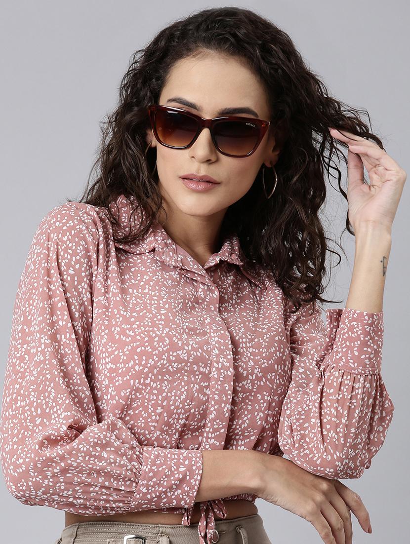 women pink georgette blouson top - 21310348 -  Standard Image - 1