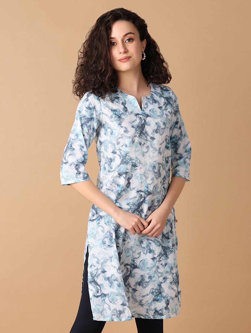 women white cotton straight kurta - 21311039 - Zoom Image - 0